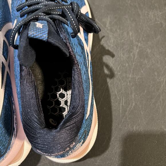 ASICS Gel Nimbus 24 Shoes Womens 10 Blue White FF Blast Running Sneakers Wide - Picture 9 of 10